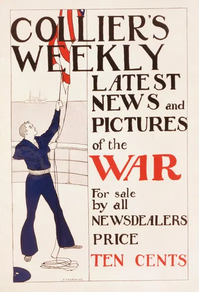 Collier's weekly latest news and pictures of the war for sale by all newsdealers by Пенри Стэнлоус, 1918 — digital art…