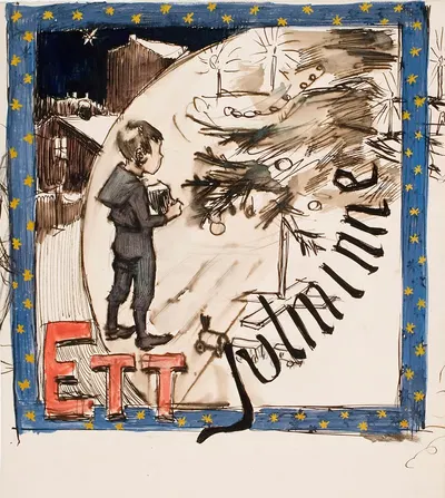 Ett Julminne, luonnos by Akseli Gallen-Kallela — digital art print download
