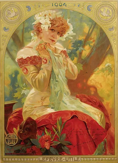 Lefevre-Utile Sarah Bernhardt by Alphonse Mucha, 1903 — digital art print download