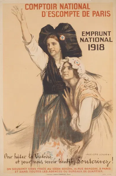 Comptoir national d'escompte de Paris. Emprunt National 1918. Pour hâter la victoire, et pour nous revoir bient't,…