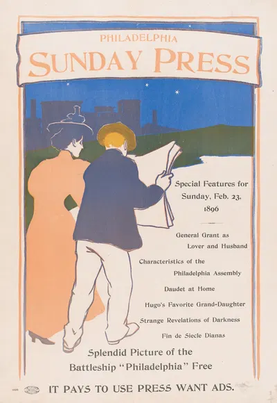 Philadelphia Sunday Press; February 23, 1896 by George Reiter Brill, 1896 — digital art print download
