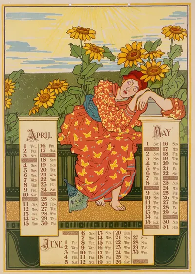 April, May, June by Louis Rhead, 1896 — digital art print download