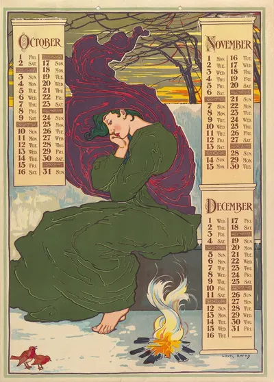 October, November, December by Louis Rhead, 1896 — digital art print download