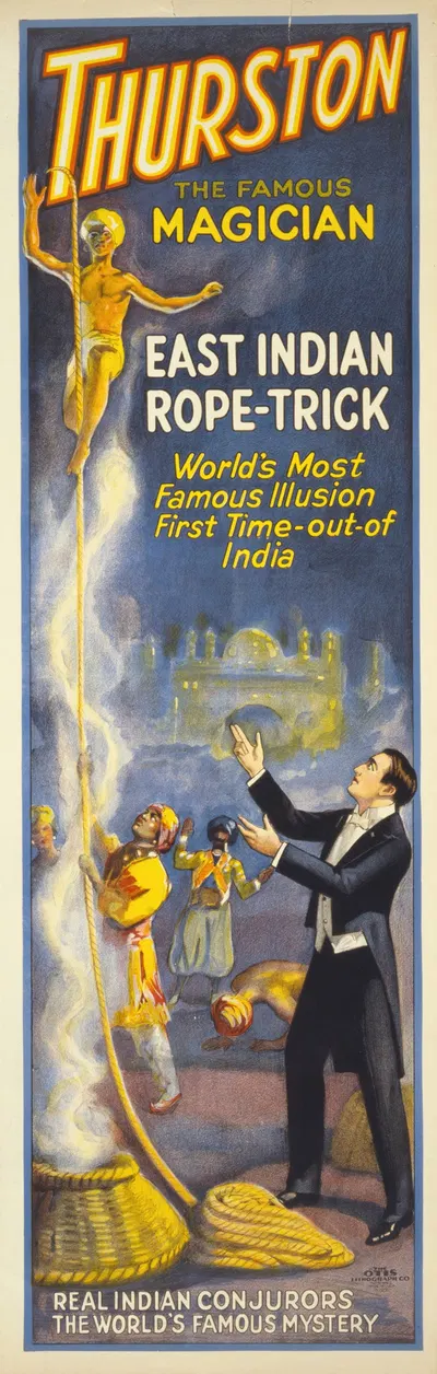 Thurston, the famous magician East Indian rope-trick by The Otis Lithograph Co., 1927 — digital art print download