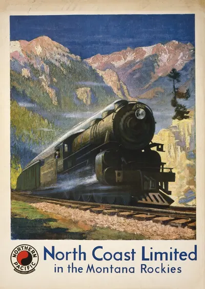 North Coast Limited in the Montana Rockies by Gustav Wilhelm Krollmann, 1920 — digital art print download