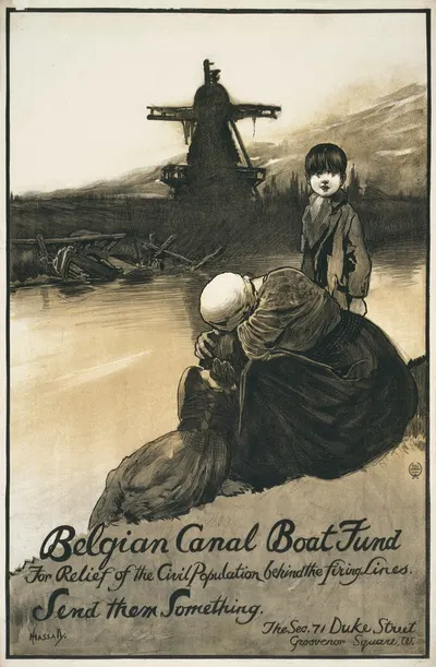 Belgian Canal Boat Fund for the relief of the civil population behind the firing lines. Send them something by John…