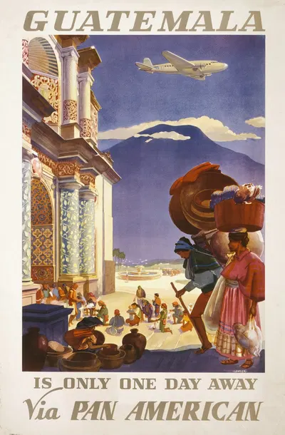 Guatemala is only one day away via Pan American by Paul George Lawler, 1938 — digital art print download