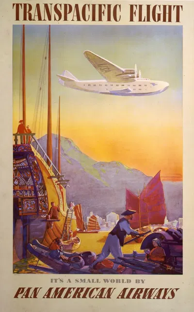 Transpacific flight–It's a small world by Pan American Airways by Paul George Lawler, 1938 — digital art print download