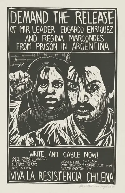 Demand the release of MIR leader Edgardo Enriquez and Regina Marcondes from prison in Argentina by Rachael Romero, 1976 —…
