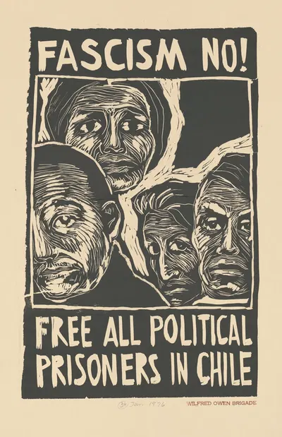 Fascism no! Free all political prisoners in Chile by Rachael Romero, 1976 — digital art print download