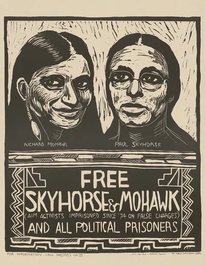 Free Skyhorse and Mohawk and all political prisoners by Rachael Romero, 1977 — digital art print download