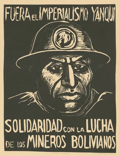 Fuera el imperialismo yanqui. Solidaridad con la Lucha de los Mineros Bolivianos by Rachael Romero, 1976 — digital art…