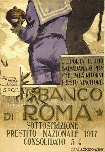 Banco di Roma by Aurelio Craffonara, 1917 — digital art print download