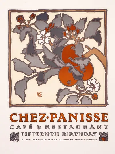 Chez Panisse Caf and Restaurant fifteenth birthday by David Lance Goines, 1986 — digital art print download