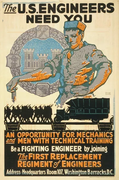 The U.S. Engineers need you by George Carlson, 1917 — digital art print download