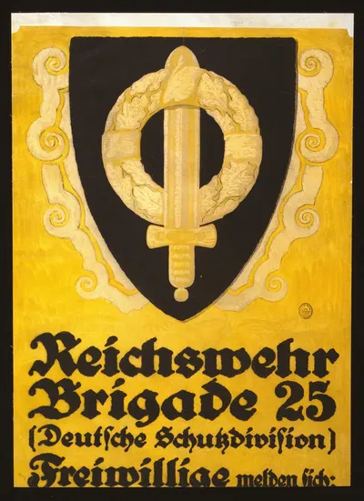 Reichswehr Brigade 25 (Deutsche Schutzdivision). Freiwillige melden sich … by Julius Gipkens, 1919 — digital art print…