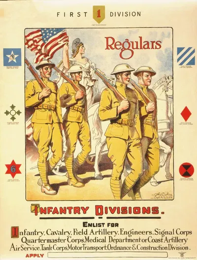 First division, regulars – Infantry divisions – Enlist for infantry, cavalry, field artillery by Ото Кашинг, 1919 — digital…