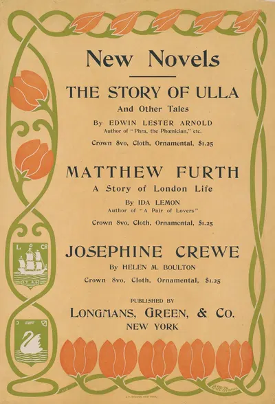 New novels, the story of Ulla … Mathhew Furth … Josephine Crewe by Blanche McManus, 1890 — digital art print download