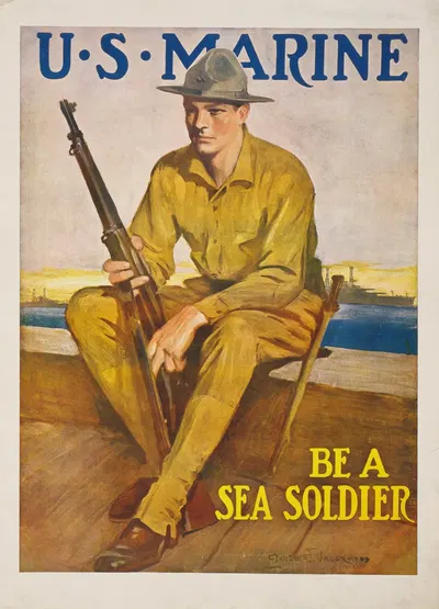 U.S. Marine – Be a sea soldier by Clarence F. Underwood, 1917 — digital art print download