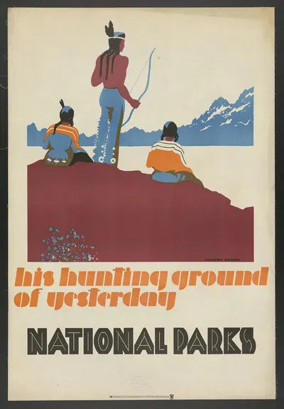 His hunting ground of yesterday, National Parks by Dorothy Waugh, 1930 — digital art print download