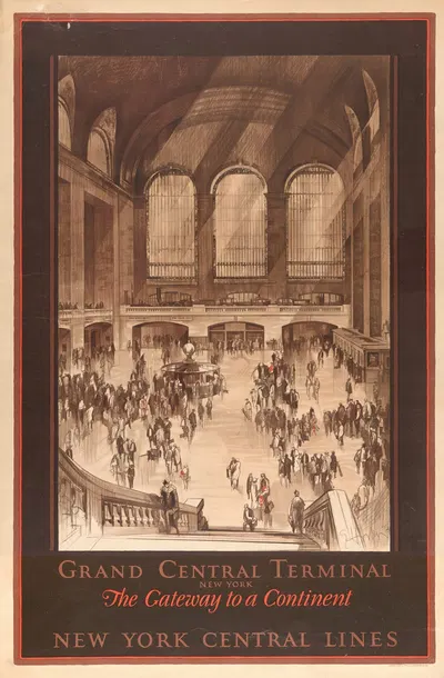 Grand Central Terminal, New York – the gateway to a continent New York Central Lines. by Эрл Хортер, 1920 — digital art…