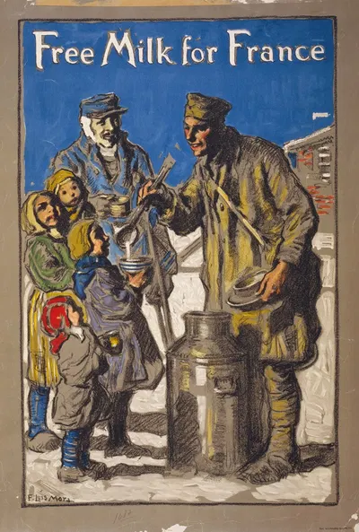 Free milk for France by Франсис Луис Мора, 1918 — digital art print download