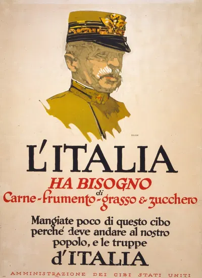 L'Italia ha bisogno di carne-frumento-grasso & zucchero by George Illian, 1917 — digital art print download