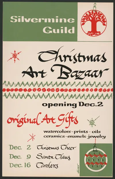Christmas art bazaar by H. Edward Oliver, 1964 — digital art print download