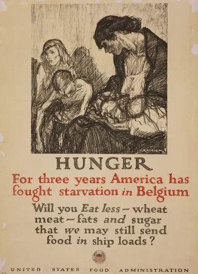 Hunger – For three years America has fought starvation in Belgium by Henry Patrick Raleigh, 1918 — digital art print download