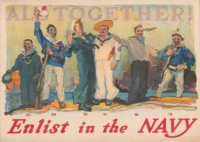 All together! Enlist in the Navy by Henry Reuterdahl, 1917 — digital art print download