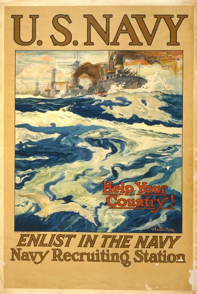 U.S. Navy – Help your country! Enlist in the Navy by Henry Reuterdahl, 1917 — digital art print download