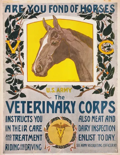 Are you fond of horses – U.S. Army – The Veterinary Corps instructs you in their care and treatment, riding and driving by…