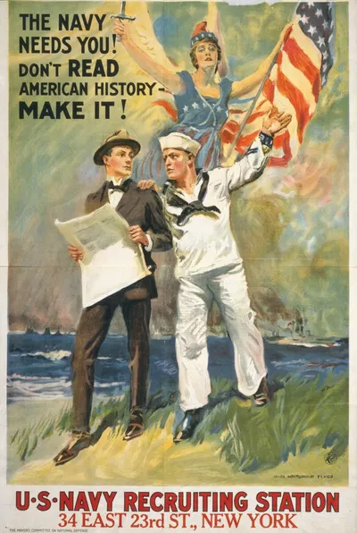 The Navy needs you! Don't read American history – make it! by Джеймс Монтгомери Флагг, 1917 — digital art print download