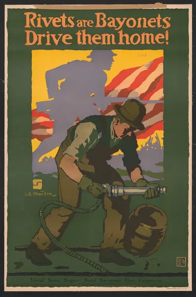 Rivets are bayonets – Drive them home! by Джон Шеридан, 1917 — digital art print download