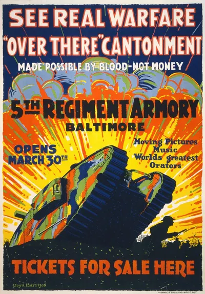 See real warfare – 'over there' cantonment – made possible by blood-not money 5th Regiment Armory, Baltimore – tickets for…