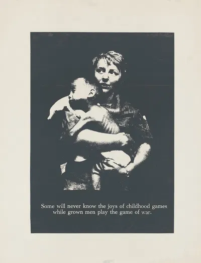 Some will never know the joys of childhood games while grown men play the game of war by Massachusetts College of Art, 1970…