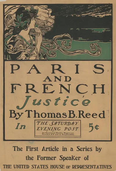 Paris and French Justice by Thomas B. Reed in the Saturday Evening Post by Mills Thompson, 1899 — digital art print download
