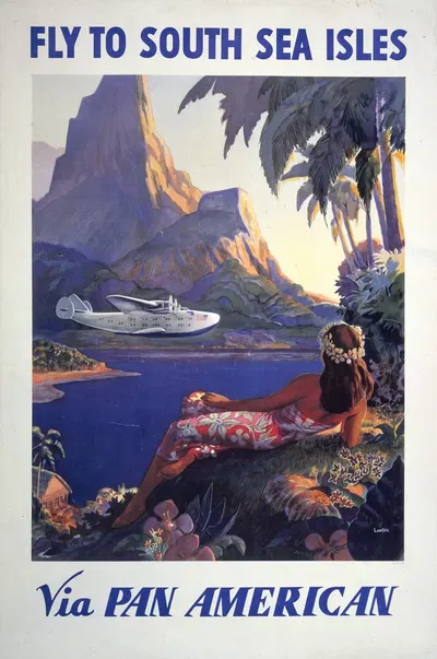 Fly to South Sea isles via Pan American by Paul George Lawler, 1938 — digital art print download