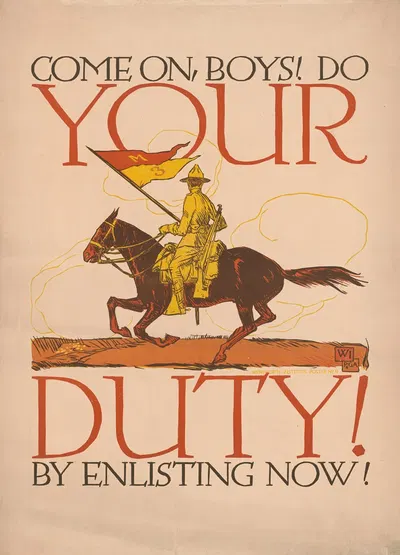 Come on, boys! Do your duty by enlisting now! by Войтех Прейссиг, 1917 — digital art print download