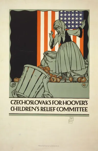Czechoslovaks for Hoover's children's relief committee by Войтех Прейссиг, 1918 — digital art print download