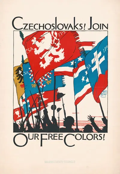 Czechoslovaks! Join our free colors! by Войтех Прейссиг, 1918 — digital art print download