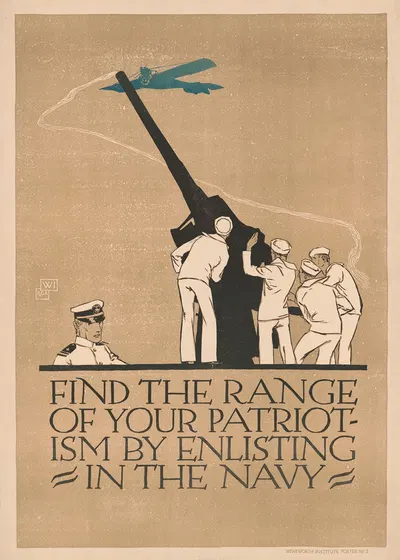 Find the range of your patriotism by enlisting in the Navy by Vojtech Preissig, 1918 — digital art print download