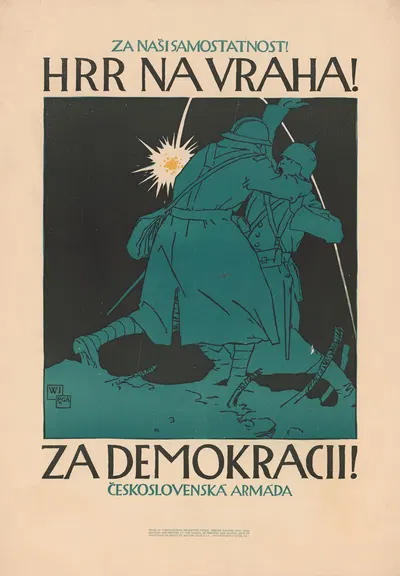 Za nasi samostatnost! Hrr na vraha! Za demokracii! Československá armáda by Войтех Прейссиг, 1918 — digital art print…
