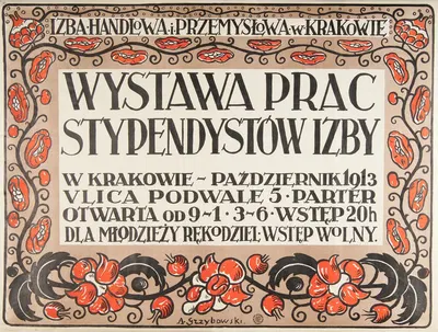 Izba Handlowa i Przemysłowa w Krakowie. Wystawa prac stypendystów Izby. by Александр Гжибовский, 1913 — digital art print…