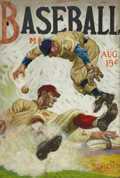 Baseball Magazine cover, August by Benton Henderson Clark, 1917 — digital art print download