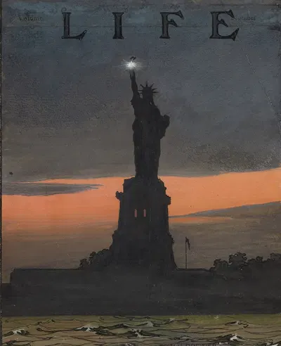 Lady Liberty at Night by Edward Vincent Brewer, c. 1908 — digital art print download