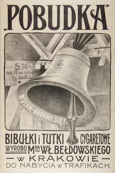'Pobudka' – Bibułki i tutki cygaretowe by Станислав Клеменс Костецкий, 1912 — digital art print download
