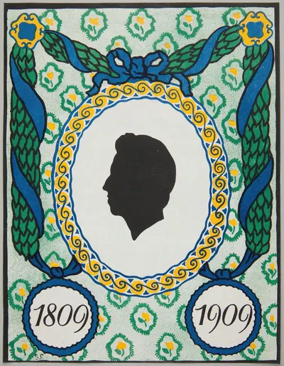 Window sticker on the occasion of the 100th anniversary of Juliusz Słowacki's birth by Stefan Filipkiewicz, 1909 — digital…
