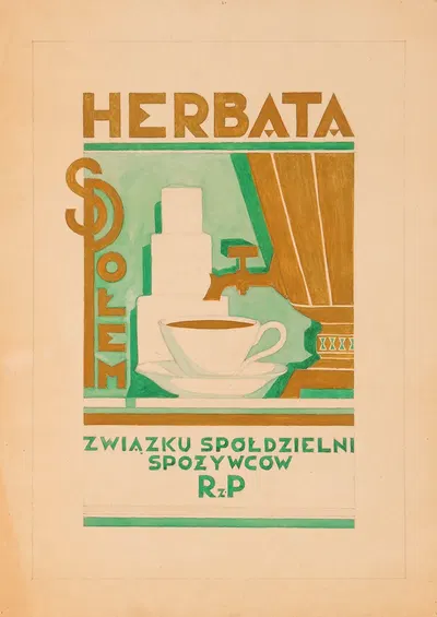 Herbata Związku Spółdzielni Spożywców Rz. P Społem by Эдвард Бутрымович, 1935 — digital art print download