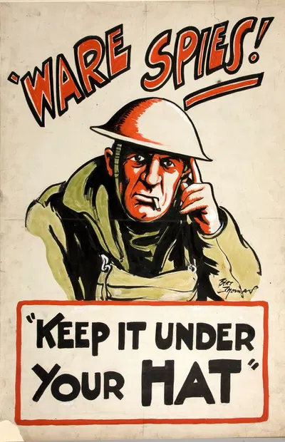 `Ware spies! 'Keep it under your hat' by Bert Thomas — digital art print download
